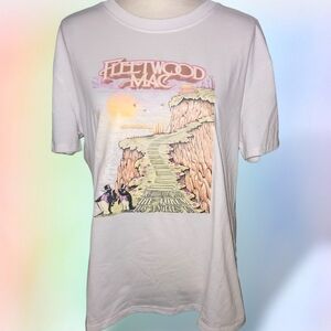 White Graphic T-Shirt with Fleetwood Mac Design